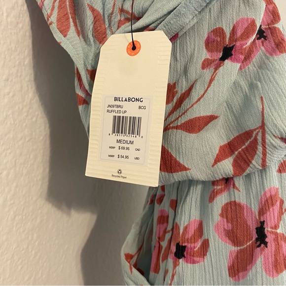 Billabong Womens Size Medium Ruffle Up Floral Romper With Open Back New With Tag - Picture 11 of 11